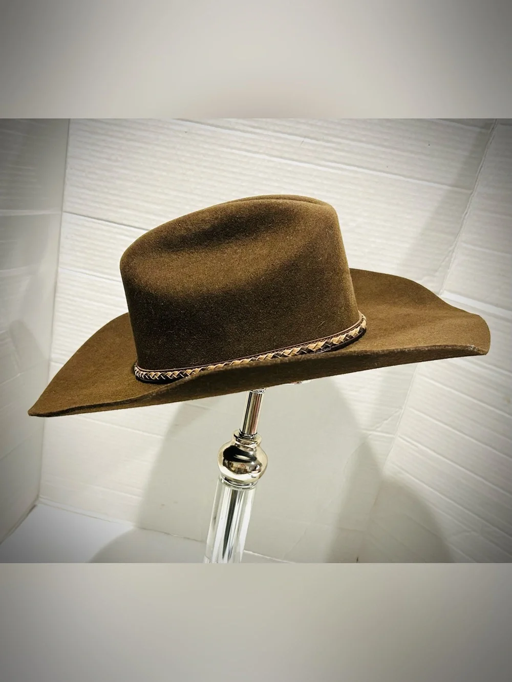 Justin XX 100% Wool Brown Cowboy Hat Milano‎ Hat Co Rodeo Rockabilly Cow Punk